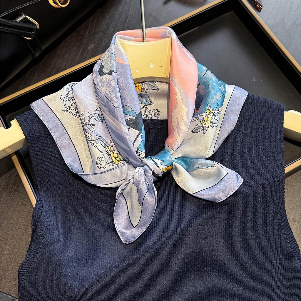 Fashion 100% Real Silk Headscarf Square Scarf For Women Shawl Foulard Hijab Headband Wrap Bandana Neck Bufanda Echarpe