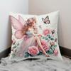 2D Flat - 1pc Double-Sided Exquisite Style Fairy And Butterfly Print Pillowcase | Machine Washable, Zipper Closure, Suitable for Bed, Sofa, And Home D