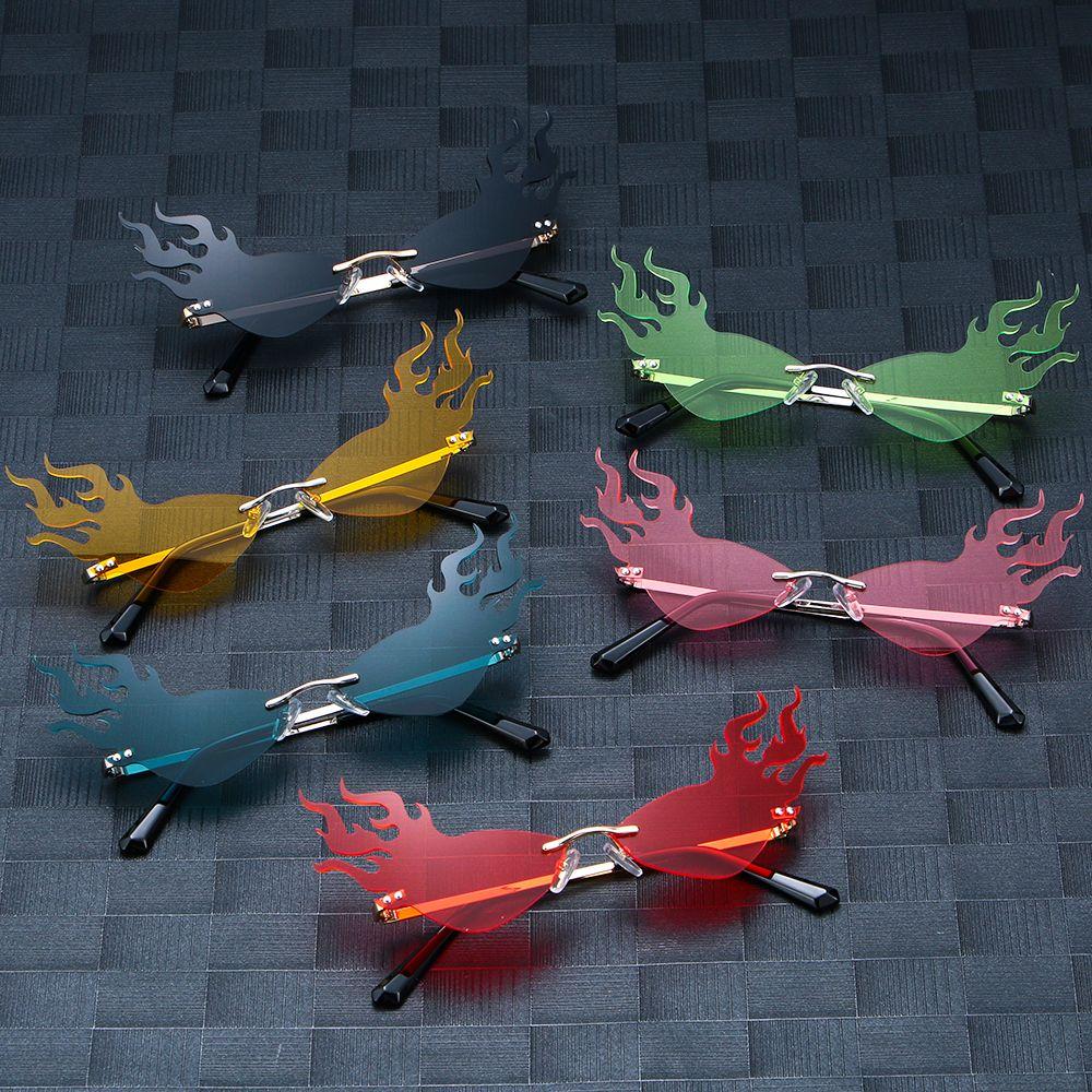 Уличные узкие солнцезащитные очки трендовые солнцезащитные очки Fire Flame Wave модные солнцезащитные очки без оправы