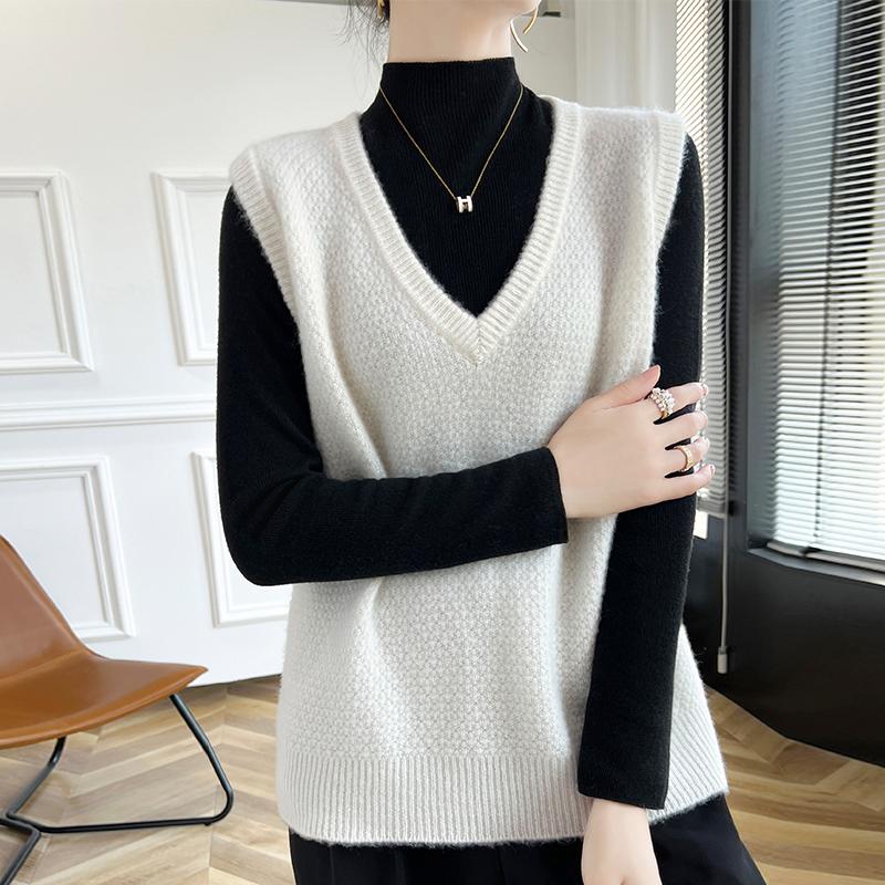 Женский кашемировый жилет Qinghe Cashmere 30% кашемир 70% шерсть осенне-зимний кашемировый жилет мягкий и теплый