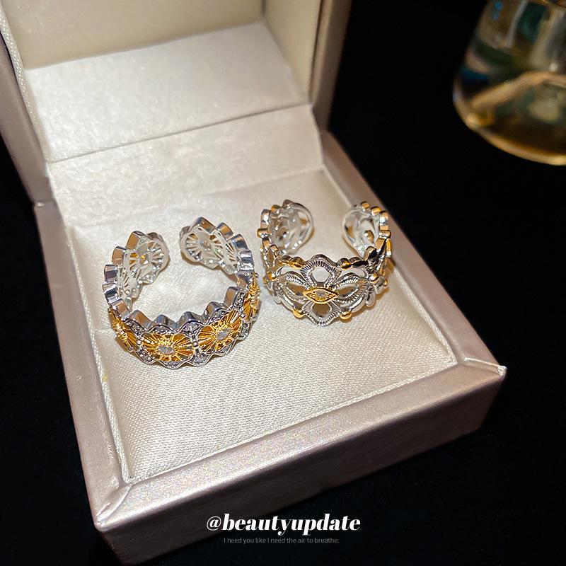 Настоящее золотое гальваническое полосатое контрастное открытое кольцо - модные роскошные украшения для женщин