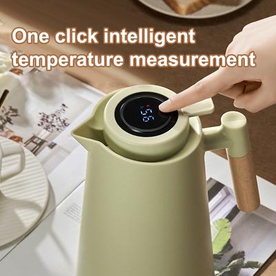 Бутылка-термос 1000 мл Скандинавский термос для горячей воды Интеллектуальный водонагреватель Чайник Кувшин Бутылка Вакуумная фляга Деревянная ручка