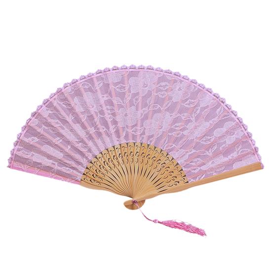 Кружевной ручной веер, китайский складной с кисточкой, портативный бамбуковый шелковый веер для свадебных вечеринок, летние принадлежности