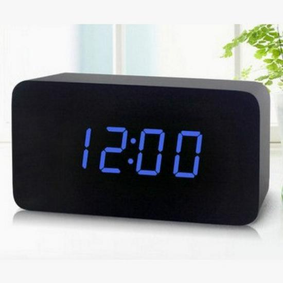 Popular LED Digital Wooden Alarm Clock with Thermometer and Sound Control