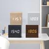 Digital Wood Clock Electronic Clock Electronic Clock Mini Alarm Clock Square Wooden Voice Controlled Thermometer