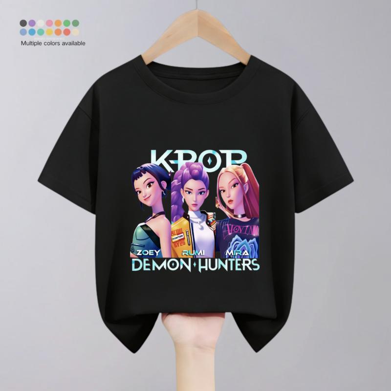 Kpop Охотники на демонов Детская одежда Футболки Летние Новая мода Популярные Топы с коротким рукавом Футболка Детская одежда Повседневные футболки 1-10 лет