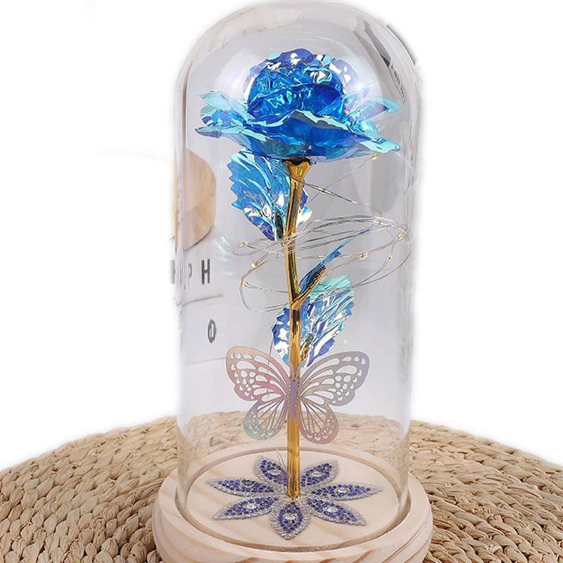 Mother's Day Gifts Birthday Gifts Galaxy Acrylic Rose Crystal Flower Gift Light Up Rose In Glass Dome Artificial Rose Ideas Gift for Mom Sister