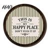 Decorative Wooden Frames for Walls Retro Striped Wall Decoration with Funny Slogan, Rustic Hanging Ornament, Round Sign Mounted Art Decor Bathroom And
