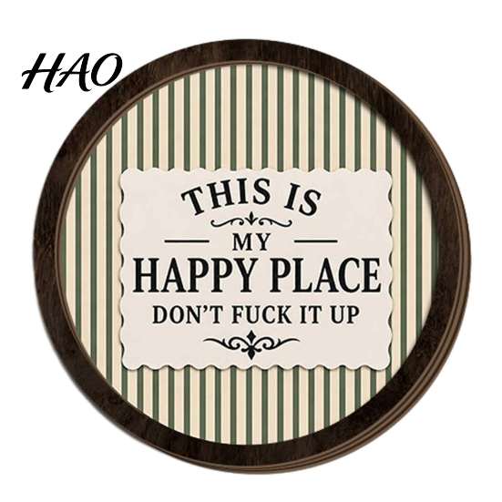 Decorative Wooden Frames for Walls Retro Striped Wall Decoration with Funny Slogan, Rustic Hanging Ornament, Round Sign Mounted Art Decor Bathroom And