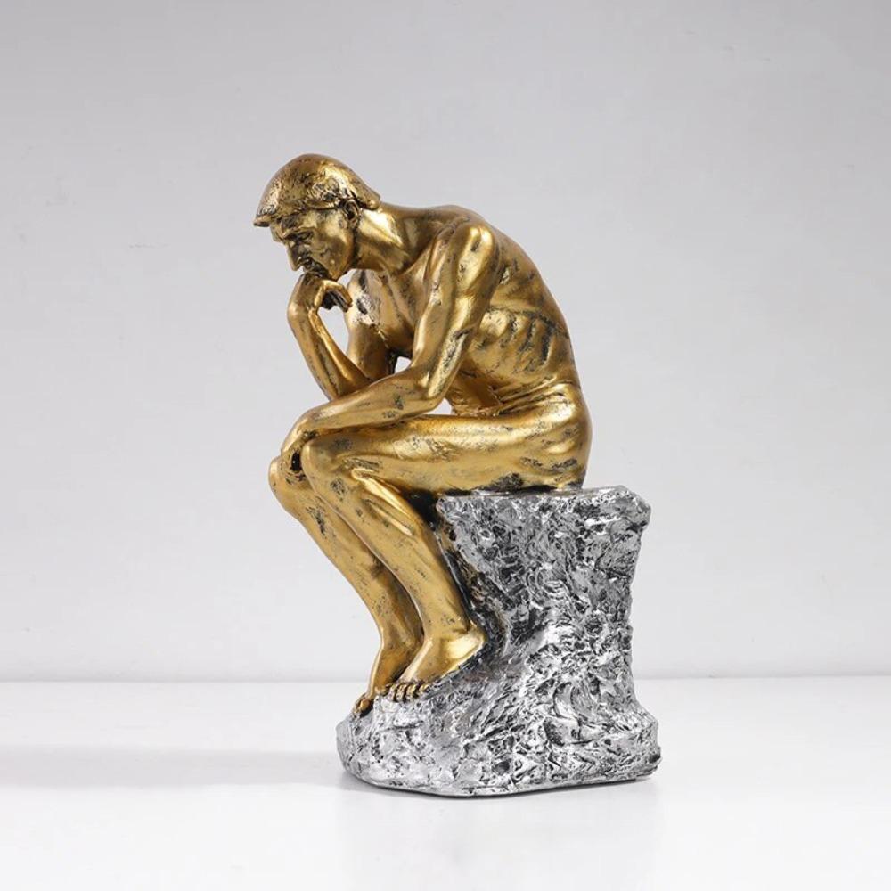Creative Thinker Sitting Resin Sculpture Kawaii Thinker Doll Toy Thinker Desk Craft  Bedroom
