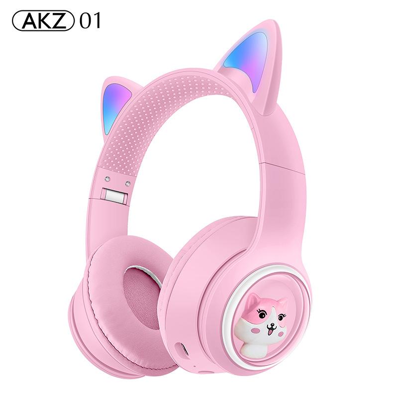 Светящаяся гарнитура с кошачьими ушками, Bluetooth-гарнитура, сабвуфер, игровая киберспортивная беспроводная гарнитура