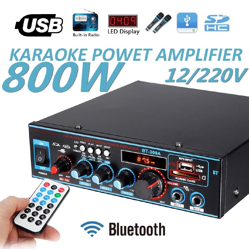 12В/AC 220В Bluetooth FM-радио Автомобильный Домашний Караоке Аудиоусилитель HIFI Аудио Стерео Усилитель мощности