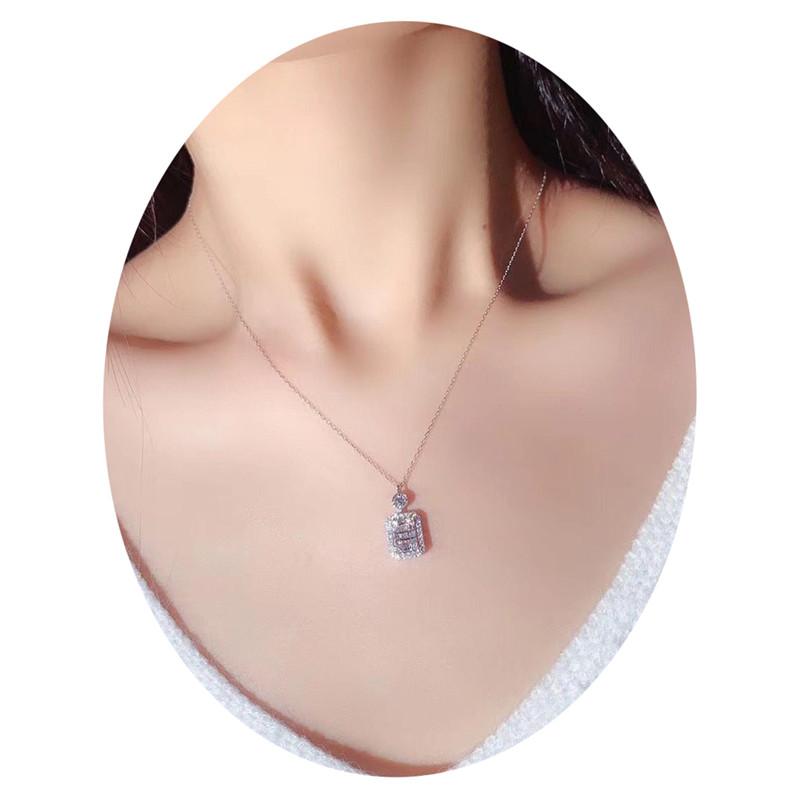 Huitan Luxury Crystal Cubic Zircon Square Pendant Necklace Temperament Elegant Women's Accessories Fancy Gift New Trendy Jewelry