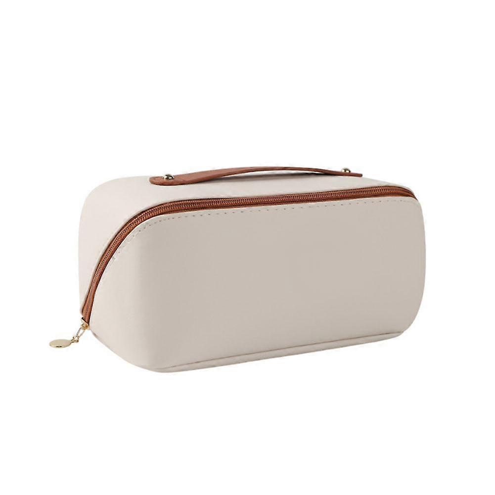 Leather Travel Makeup Bag with Waterproof Surface and Large Capacity for Cosmetics and Accessories