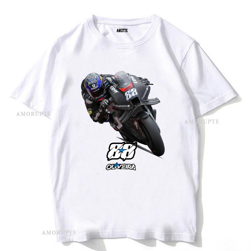 Футболка Miguel Oliveira 88 2023 GP Rider, новая летняя мужская футболка с коротким рукавом, забавная повседневная футболка для мотоциклистов, для спорта и езды, белая.