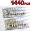 1440pcs/pack Glitter Rhinestones Crystal White AB Color Non Hot Fix FlatBack Strass Sewing & Fabric Garment Rhinestone Nail Art Stone  9 Sizes