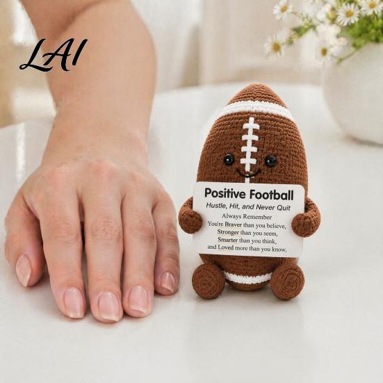 Cute Knitted Ornament for Athletes Positive Sports Ball Plush Emotional Support Doll