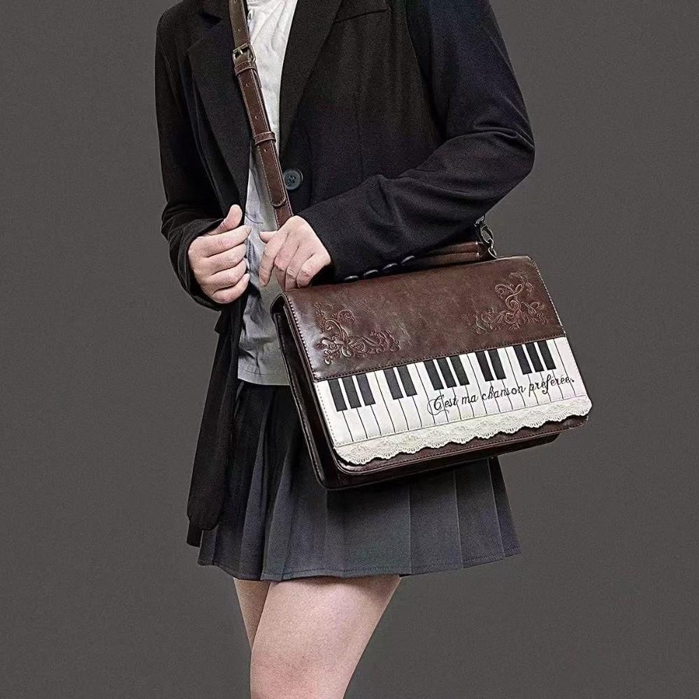 Brown Piano Shoulder Bag Vintage Transparent Ita Backpack Cute Square Crossbody Bag Harajuku Style
