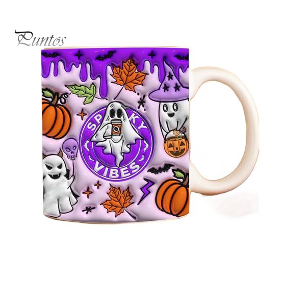 Кофейная кружка на Хэллоуин, керамическая кружка с тыквой, призрачным черепом и ручкой, стакан для сладостей, украшение для домашней вечеринки