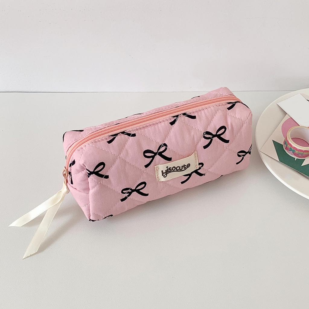 Bowknot Large Capacity Pencil Case Storage Bag Cosmetic Bag, Suitable Gift For Girls