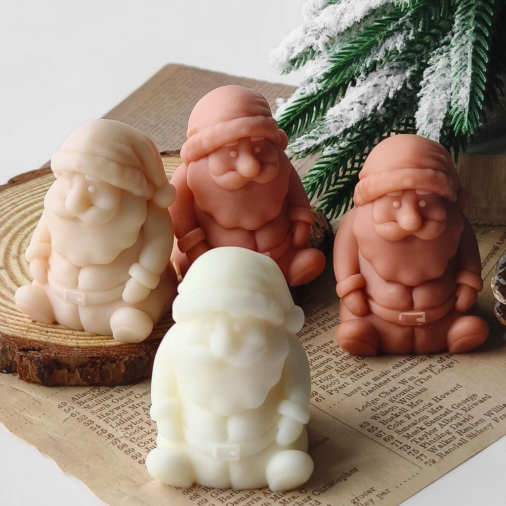 DIY Santa Claus Silicone Mold Handmade Aroma Candle Gypsum Ornaments Molds Christmas Decoration Candle Making