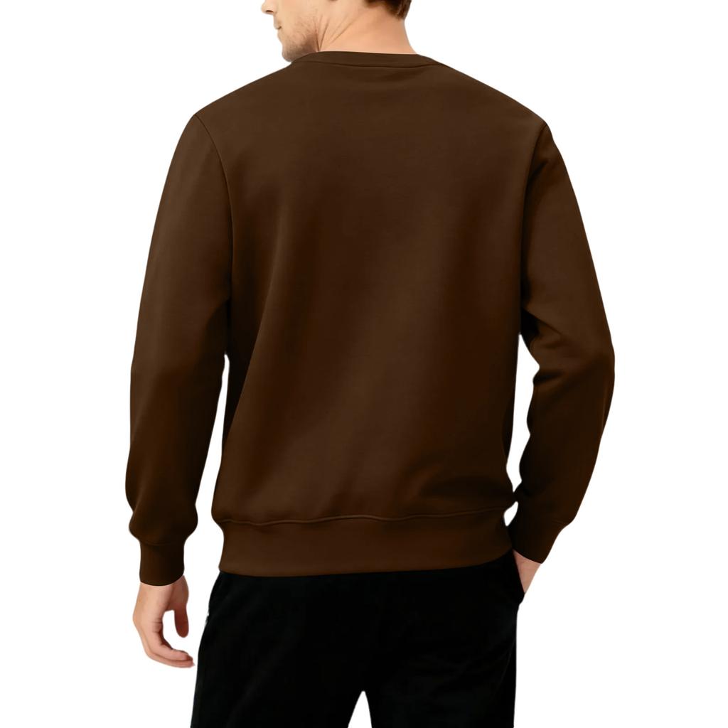 Men's Round Neck Fleece-Lined Thick Solid Color Sweatshirt