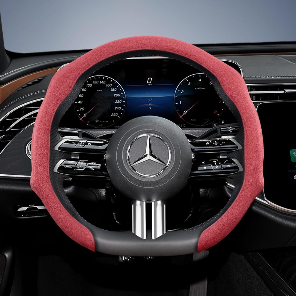 Подходит для премиальных замшевых накидок на руль Mercedes-Benz с защелками, нескользящих и долговечных, доступны в круглом и D-образном исполнении