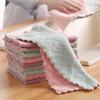 Super Absorbent Microfiber Towel Kitchen Cleaning Coral Velvet Non-stick Oil Dishcloths Double Layer Washing Rags Scouring Cloth
