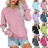 Women's Casual Fashion Halloween Print V-Neck Long-Sleeve Sweatshirt Lightweight Pullover Hoodie With Pockets
