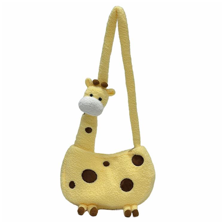 Girl Cute giraffe crossbody bag female cartoon animal plush doll shoulder bag