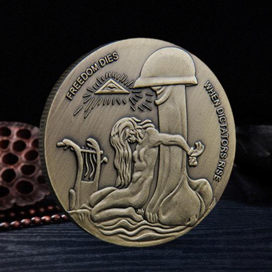 Монета Bronze Challenge Свобода умирает, когда восстают диктаторы. Монета Metal Hobo. Живая бесплатная.