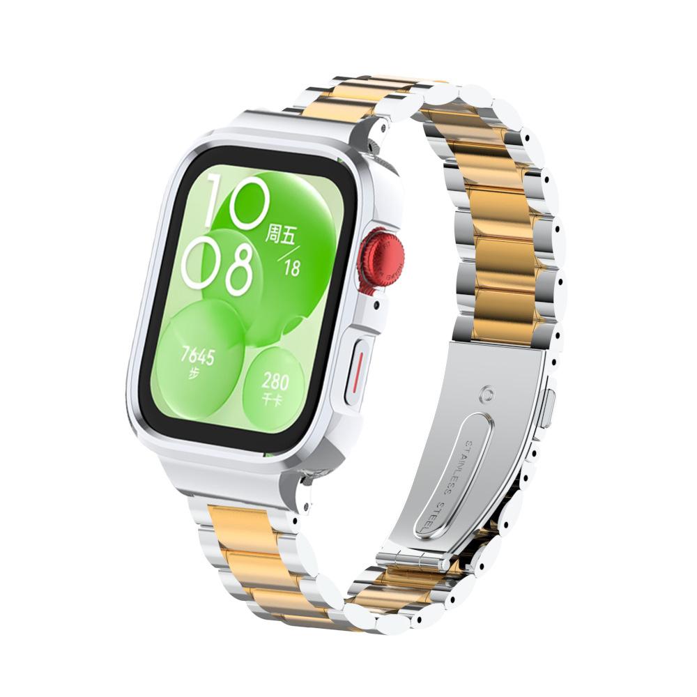 Защитный чехол из нержавеющей стали для смарт-часов Huawei Watch Fit 3, металлический браслет для huawei watch fit3 Band+Protect Cover