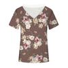 Summer Ladies V Neck Solid Color Lace Print Short Sleeve Lightweight Street Style Solid Color T-Shirt Top