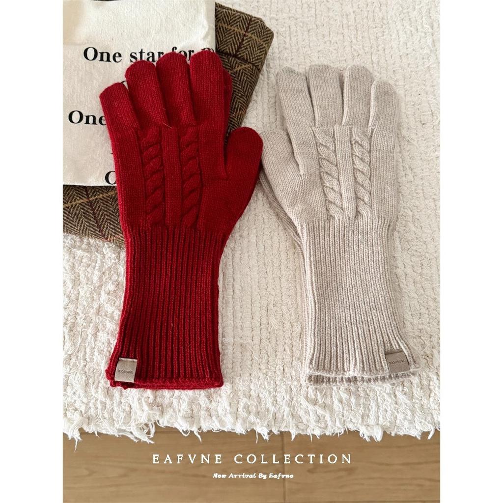 Женские перчатки из австралийской чистой шерсти для осени и зимы, вязаные из крученой пряжи, парные, для велоспорта, теплые, утолщенные, новый стиль с нитями