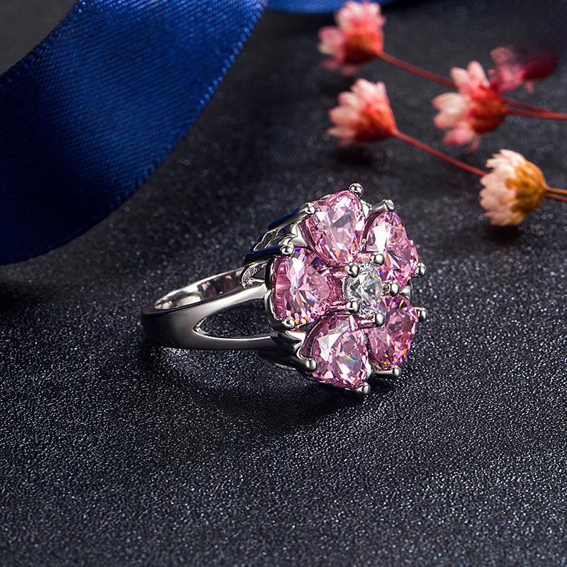 Кольцо с розовым цирконом в форме сердца - Модные украшения Sweet Love для женщин