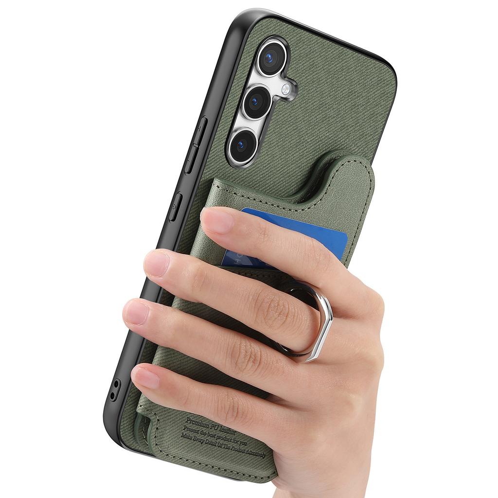 For Samsung Galaxy S25+ Case with Card Holder Kickstand Leather+TPU+PC Phone Cover