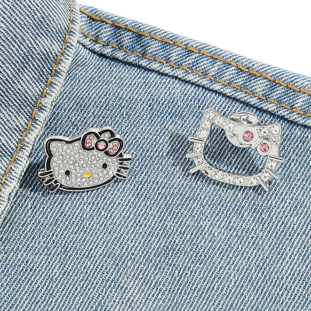 Японская милая KT кошка брошь Sanrio милый кот металлический значок аксессуары блестящий стразы булавка