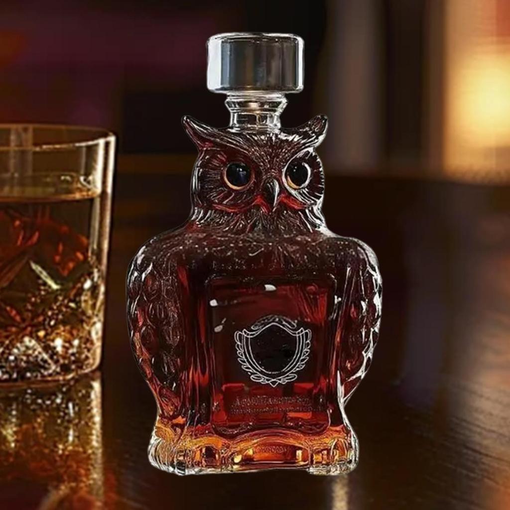 Funny Animal Whiskey Decanter, Wolf Elephant Deer Owl Shaped Engraved Whiskey Glasses, Unique Wine Bottle