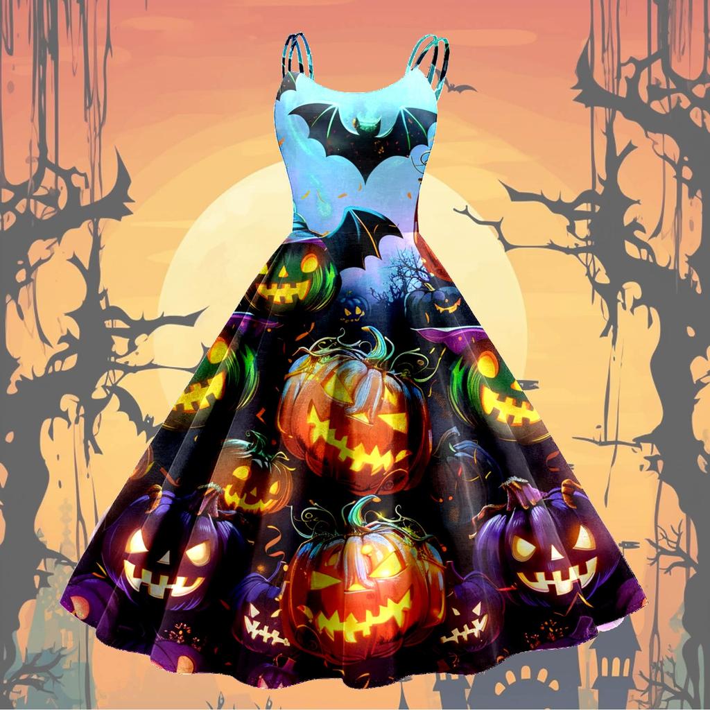 Женское модное сексуальное коктейльное платье без бретелек с принтом на Хэллоуин в стиле панк, винтажное платье.