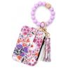 Boho Style Silicone Bead Bracelet Keychain Fragmented Design Leather Card Bag Keychain  Travel