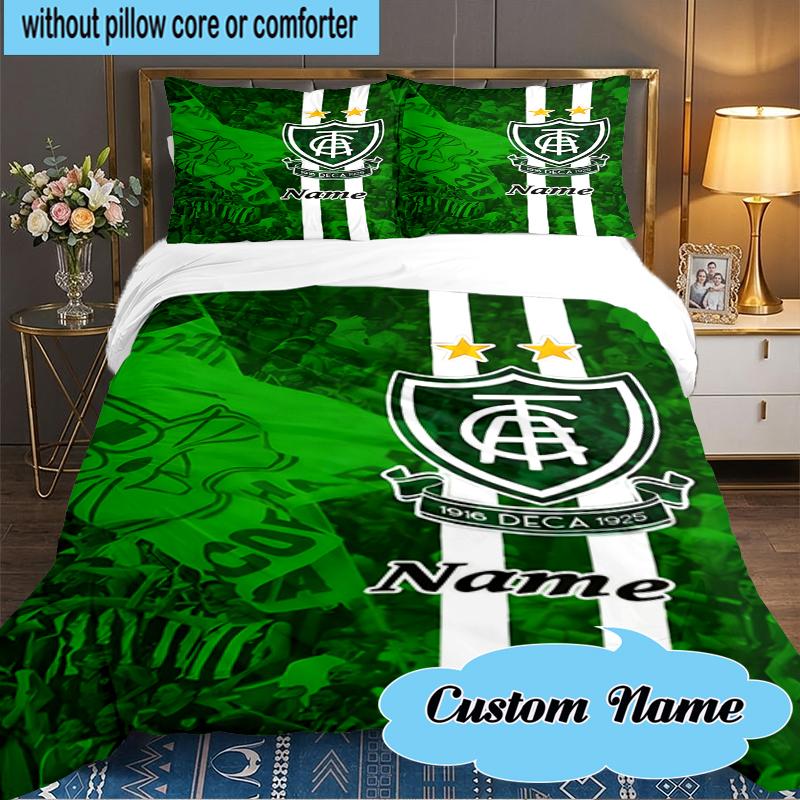 Custom Name Green Shield America Design Bedding Set 3pcs, Bedding Set Including 1pc Duvet Cover And 2pcs Pillowcases for Bedroom, Dormitory Gift