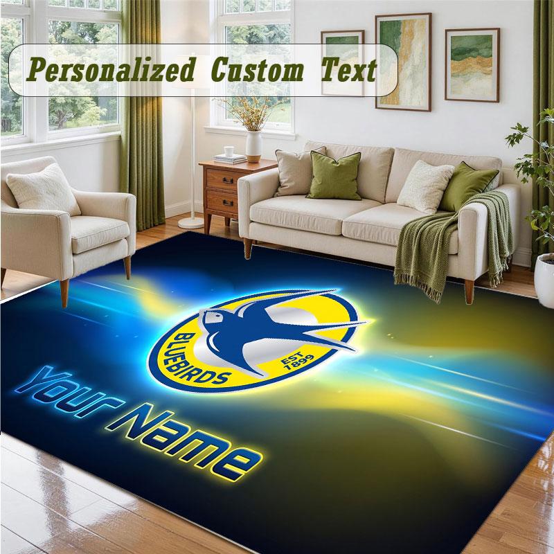 Crystal Velvet Square Rug Custom NameCardiff City Pattern Non Slip Home Floor Decor Rug