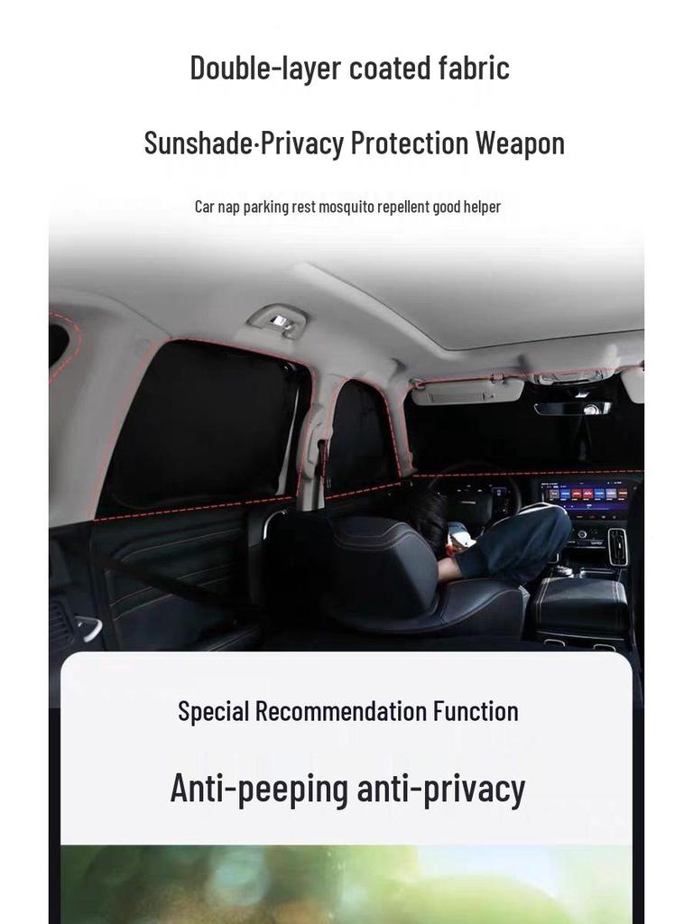 Tesla ModelY Camping Privacy Sunshade Curtains for Side Windows - Blackout & Insulation