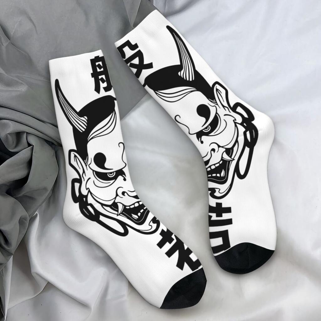 Носки Hannya Mask, забавные носки ONI для женщин и мужчин, средние мягкие носки для скейтбординга, зимние носки с антибактериальным узором