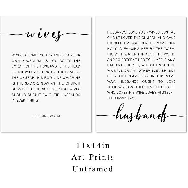 Wives And Husbands Bible Verse, Ephesians 5:22-28, Marriage Bible Verse, Wedding Gift, Gift For Wedding, Bible Verse Print, Wives And Husbands