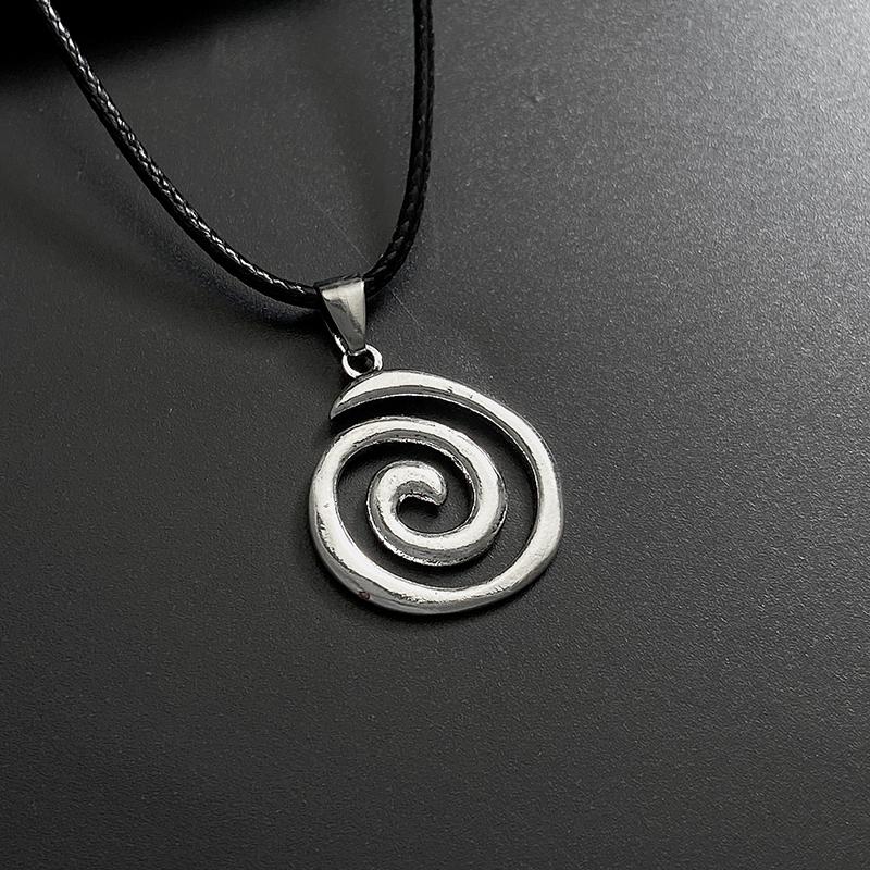 Vintage Spiral Vortex Pendant Hand-Woven Leather Rope Necklace For Women Unisex Boho Swirl Choker Necklace Jewelry