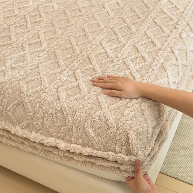 Утолщенная теплая простыня на резинке, однотонное бархатное постельное белье из тафты, двуспальная кровать размера «king-size», чехол для зимнего матраса, мягкий