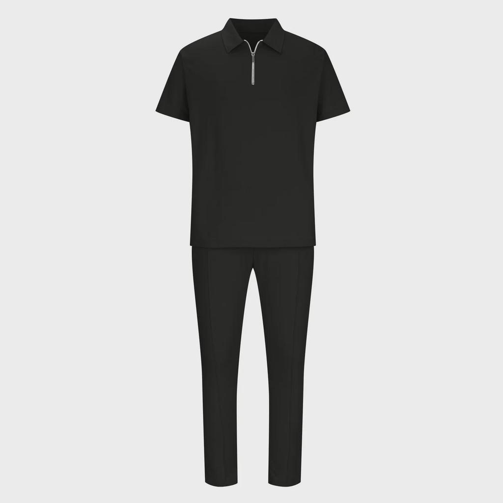 Мужские летние костюмы: Новый молодежный спортивный комплект из рубашки поло и повседневных брюк