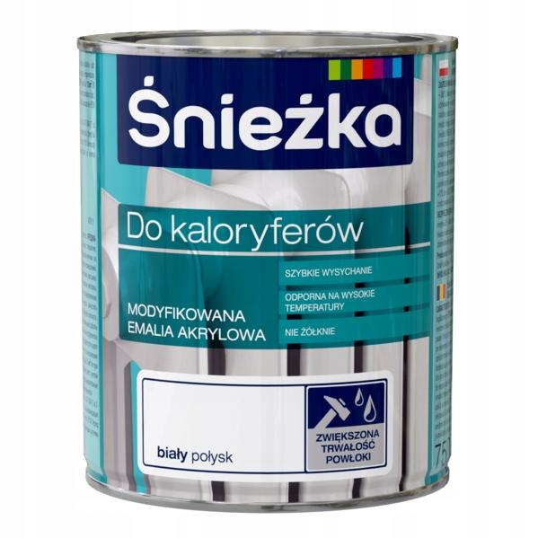 Śnieżka Emalia Akrylowa Do Metalu Kaloryferów Biały Połysk 0,75L