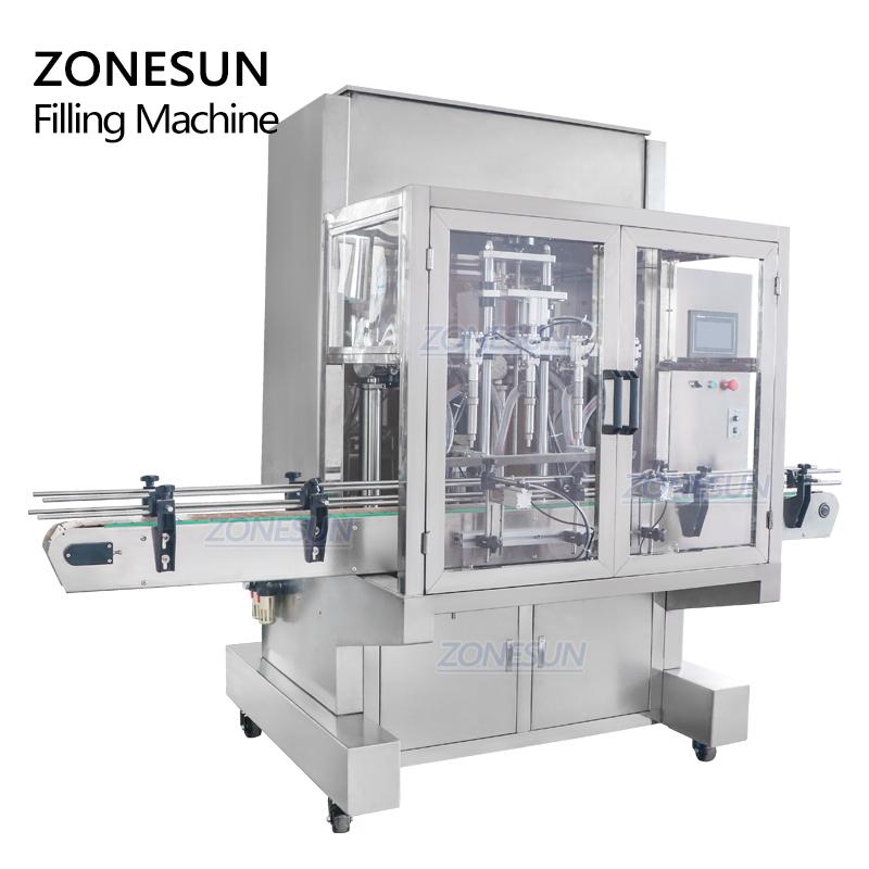 ZONESUN ZS-SV4G Automatic Paste Honey Cream Quantitative filler Machine Servo Motor Liquid Water Bottle Filler Four Nozzles